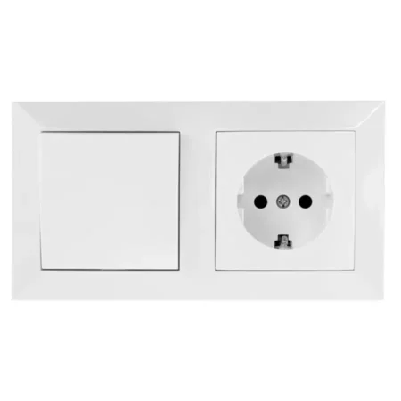 Wandschakelaar + Stopcontact Inbouw Enkel Schakel (Incl. Afdekraam)