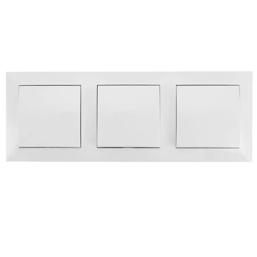 Wandschakelaar Drievoudig Inbouw (Incl. Afdekraam)